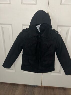 Kids Black Hooded Jacket - Stylish Warm peacoat